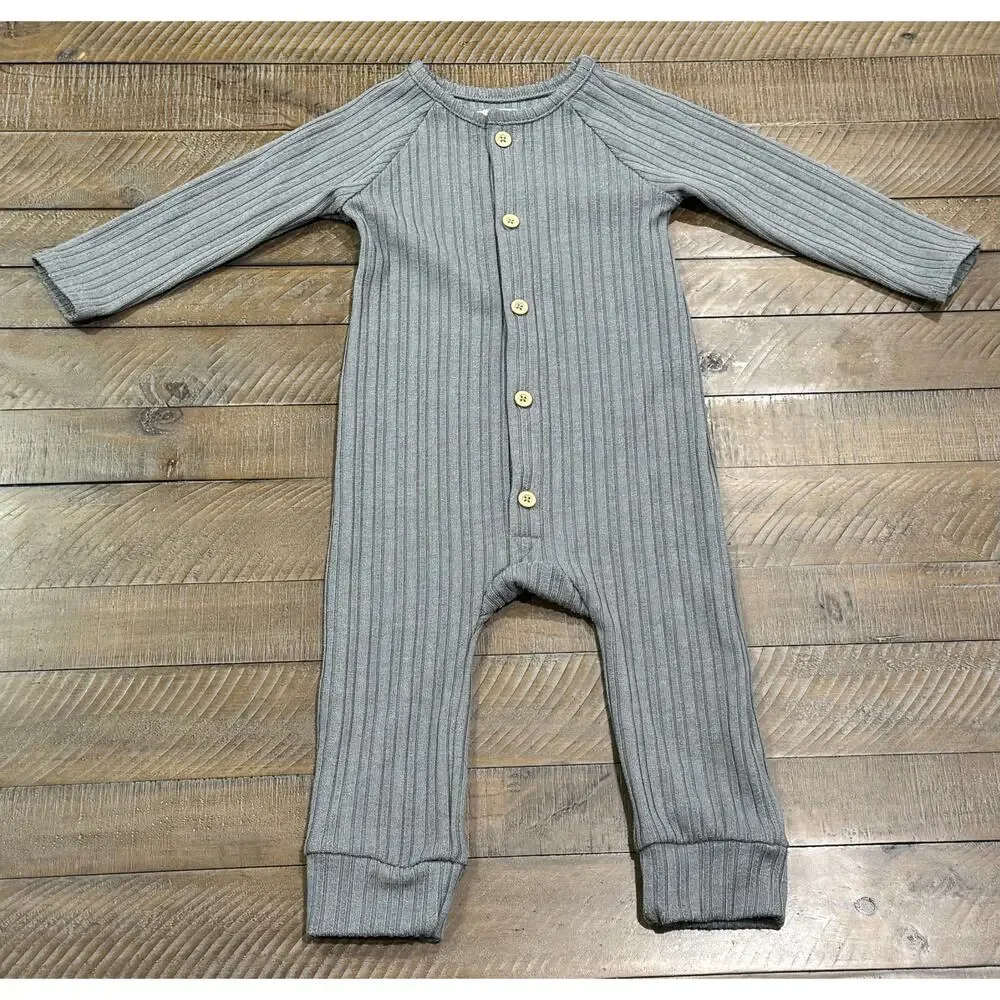 Graystone Collective Button Down Ribbed Romper 18 mo